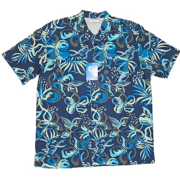 Columbia Men's Pfg Trollers Best Short Sleeve Shirt- Carbon Wildwate - Picture 5 of 7